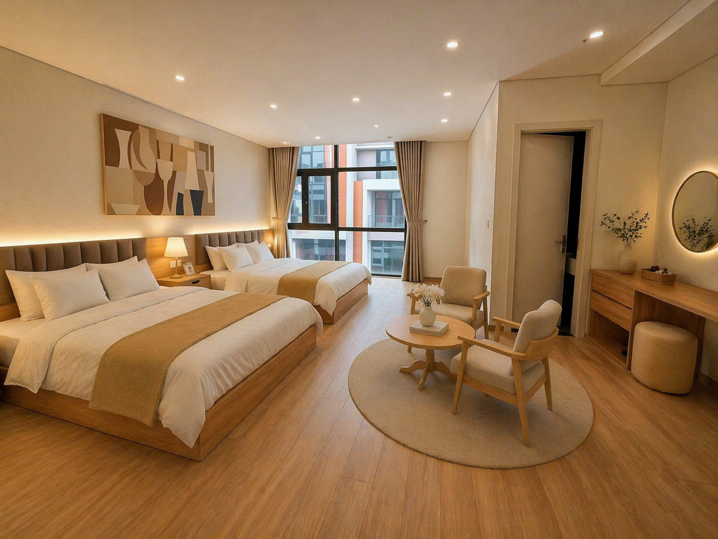 Phòng Family Bery Home - 25m² với 2 giường, phù hợp cho gia đình