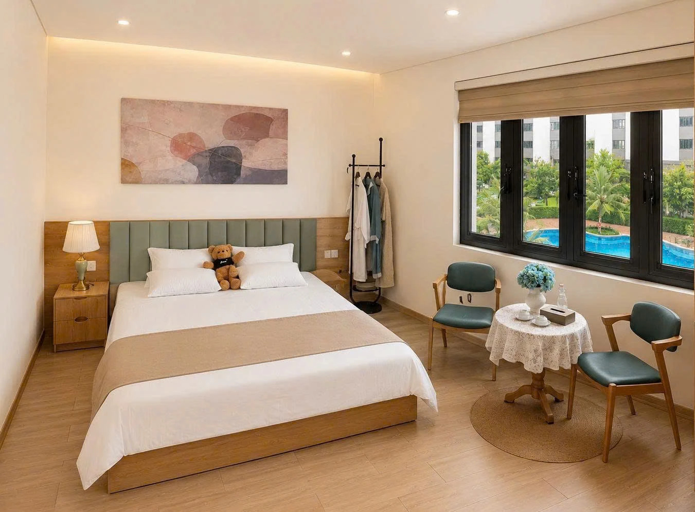 Phòng VIP Bery Home - 30m² tinh tế, ngập ánh sáng tự nhiên, view bể bơi